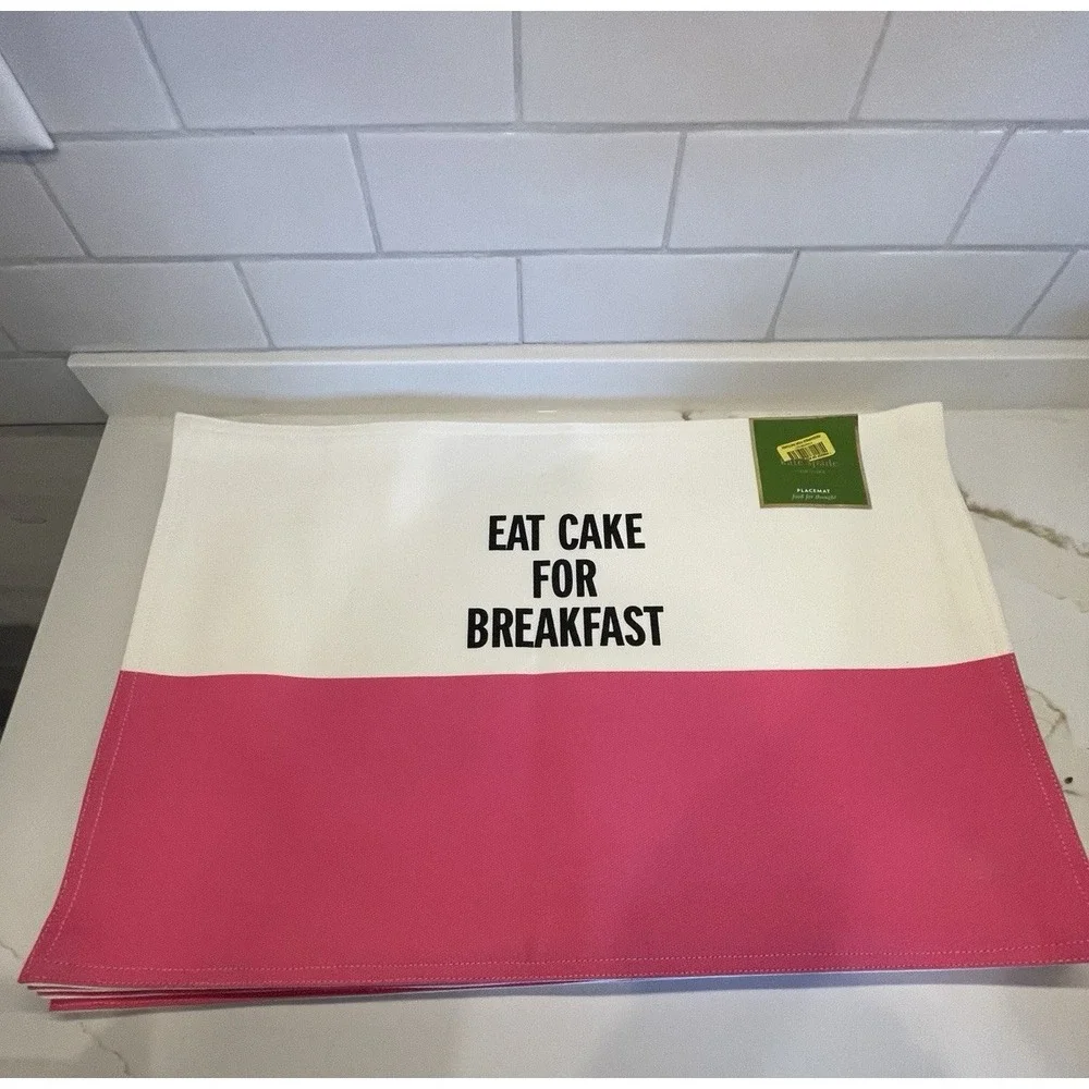 Kate Spade Eat Cake For Breakfast Pink Placemats‎ Set of 5 Cotton 13 x 9 New